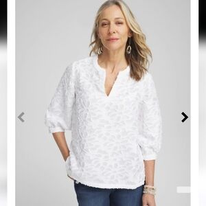 Chicos Jaqured Peasent Top